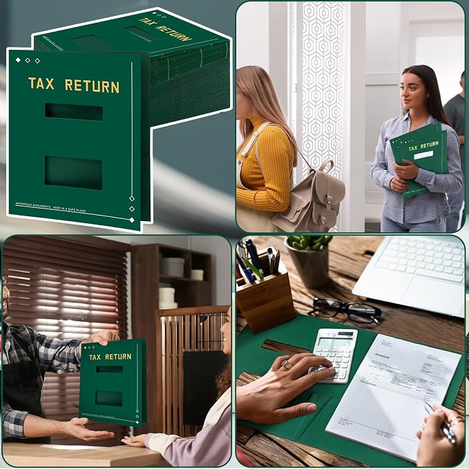 Mooliwe 100 Pcs Green Tax Return Folders Bulk 9 x 11.25 Inches Income Tax - Image 5