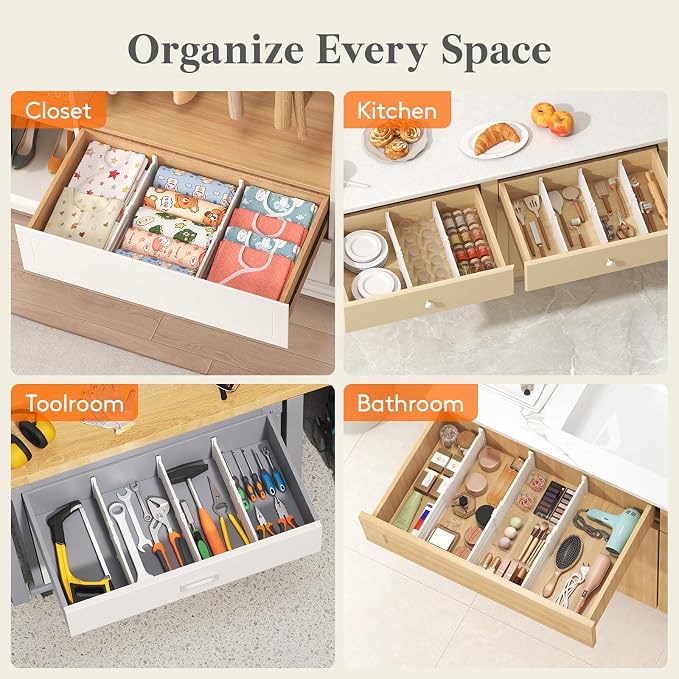 Lifewit 5" High 9 Pack Drawer Dividers, 11.5"-18.5" Adjustable Deep Drawer - Image 8