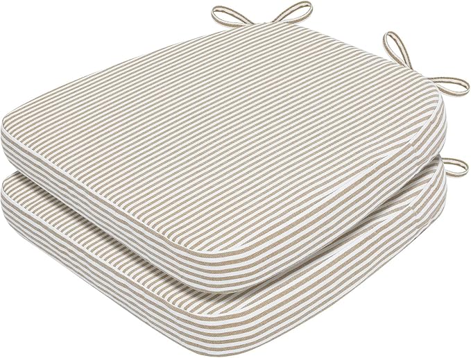AAAAAcessories D-Shaped Chair Cushions, Machine-Washable Cover, Natural Sand by AAAAAcessories