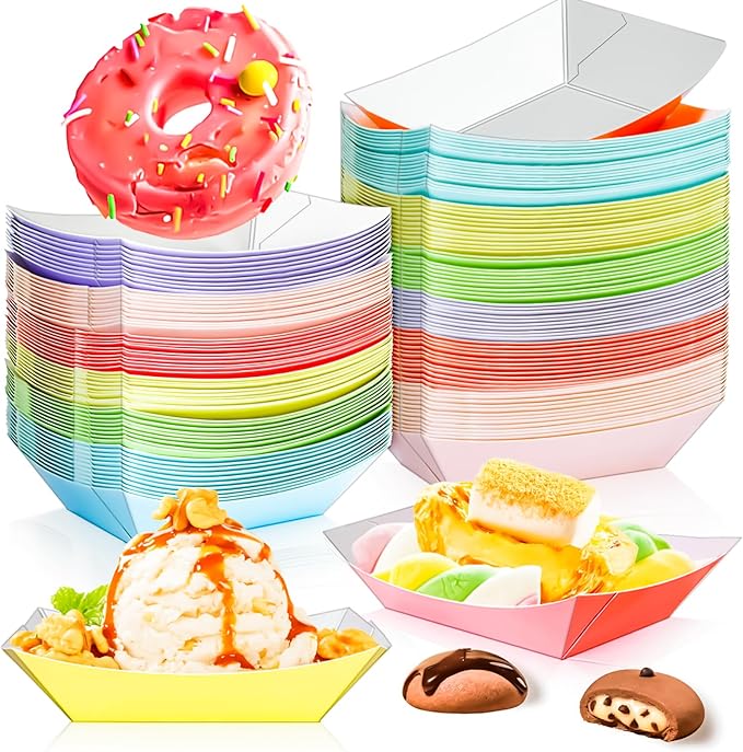 80 Pack Colorful 1/2Lb Paper Food Boat Trays Disposable Small Paper Boats by MotBach