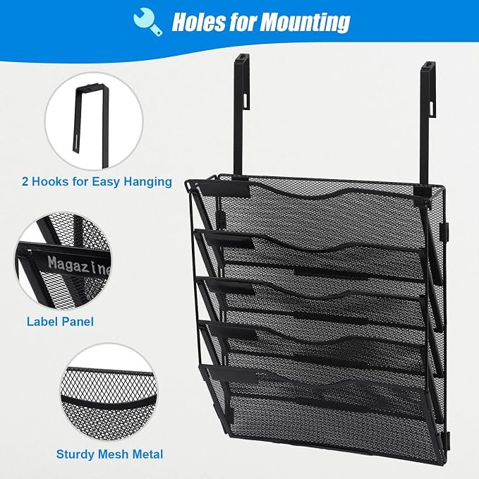 EASEPRES 5 Pocket Mesh Hanging Wall File Organizer - Image 3