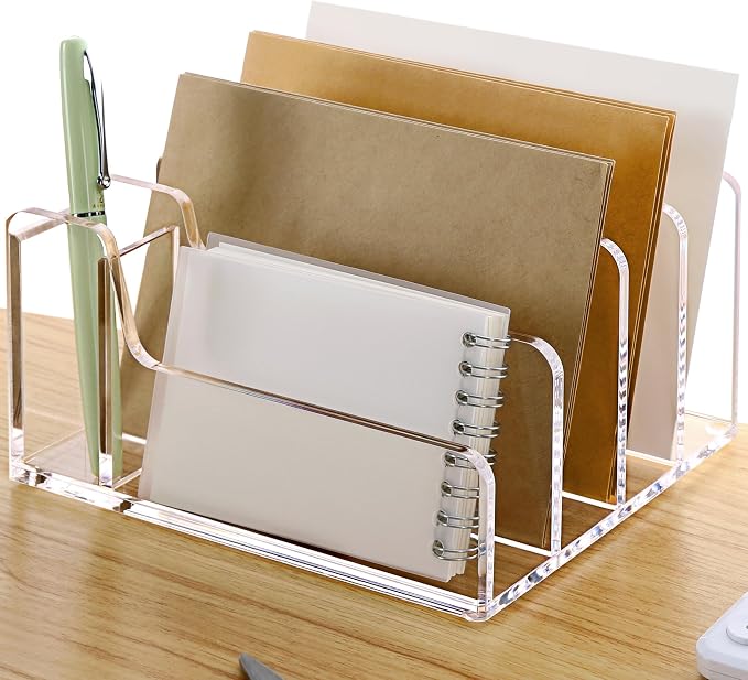 SANRUI Acrylic Mail Organizer, 5 Compartments File Holder by SANRUI