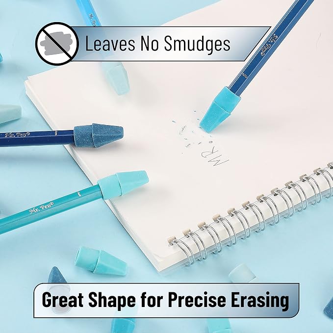Mr. Pen- Pencil Top Erasers, 120 Pack, Latex-Free | No-Smudge Cap Pencil Erasers - Image 5
