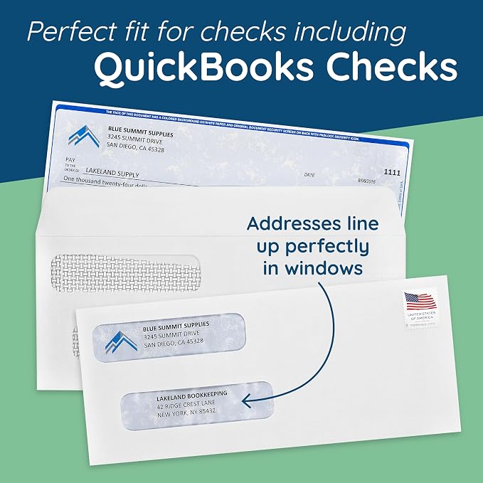 500 No. 8 Flip and Seal Double Window Security Check Envelopes - Image 2