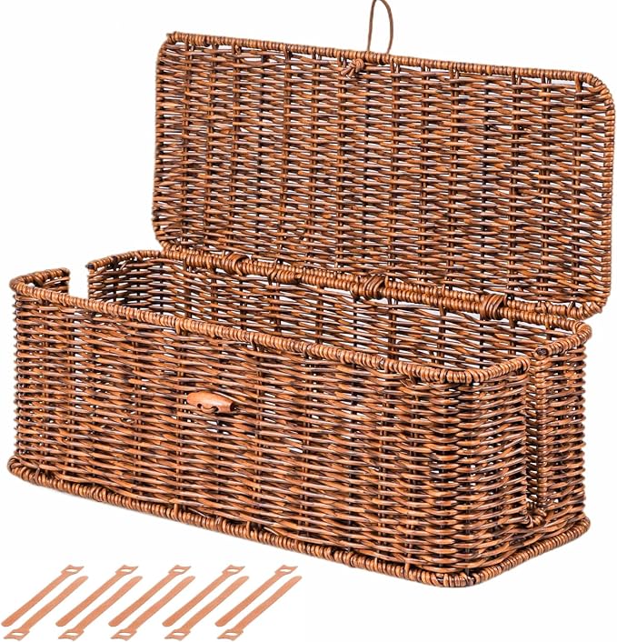 BROWNLILY Cable Management Box, Rattan Style Cord Organizer by Unknown