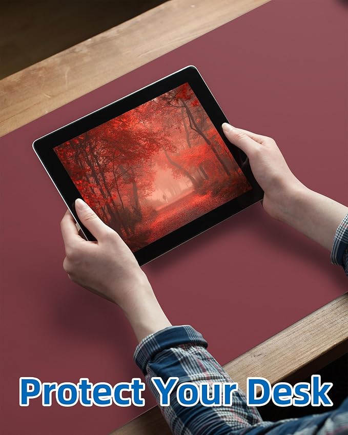 Leather Desk Pad Protector, Mouse Pad, Office Desk Mat, Non-Slip PU Leather - Image 3