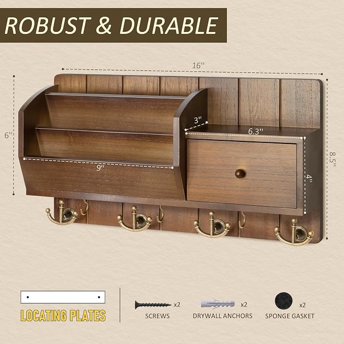 Key Holder Wall Mount with Mail Sorter - Image 6