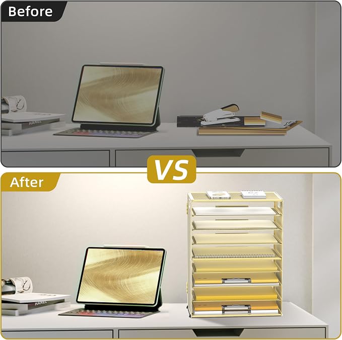 DALTACK 9-Tier Paper Organizer for Desk, Mesh Letter Tray Desk Organizer - Image 6
