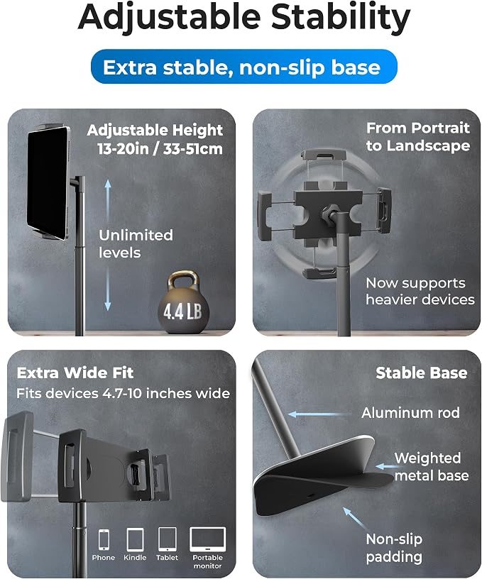 COOPER TabStand, Portable Monitor Holder up to 17" Holds 4.4lb, Desktop Tablet - Image 4
