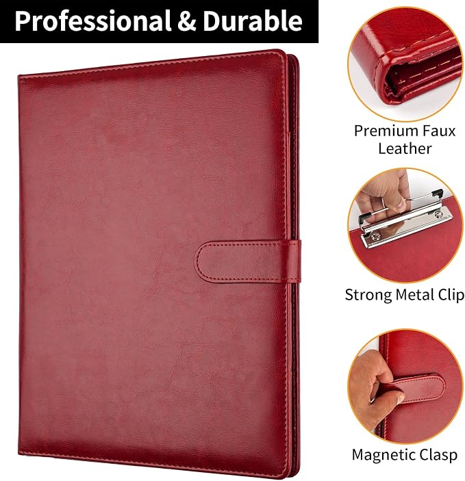 Professional Padfolio with Clipboard, Faux Leather Portfolio Folder Binder - Image 7