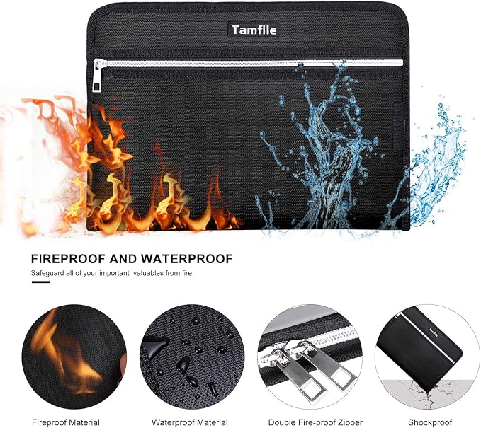 Fireproof Safe Waterproof Accordion File Bag Folder Expanding Filing Folder - Image 2