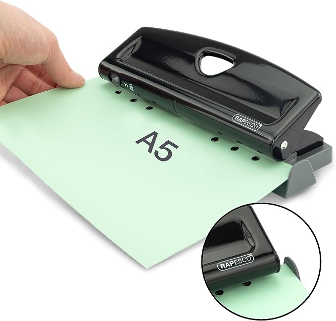 Rapesco 1725 Adjustable 6-Hole Punch, 4 x Different Positions, 9 Sheets Capacity - Image 4