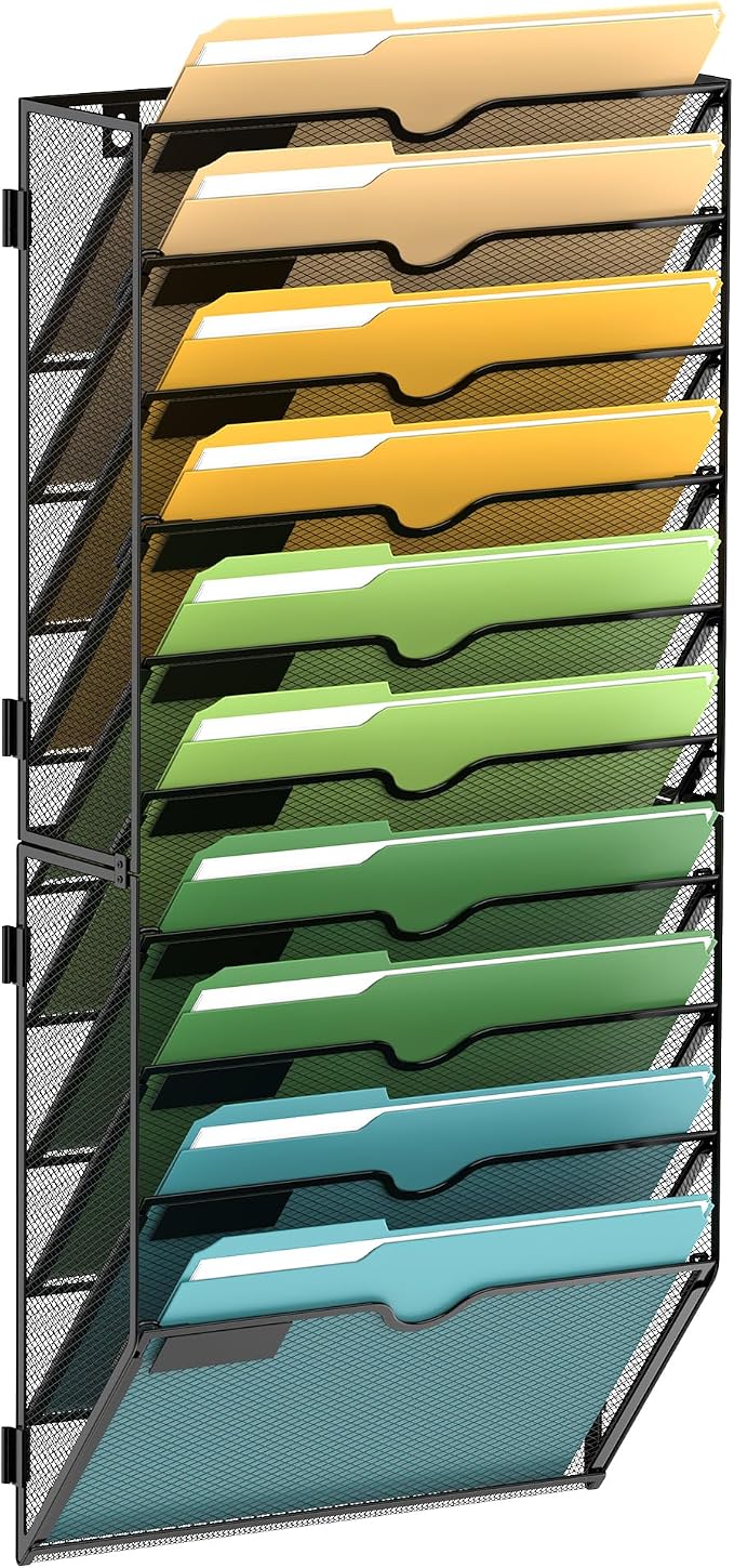 SUPEASY 10 Tier Wall File Organizer, Hanging Wall Mounted Mail Organizer by SUPEASY