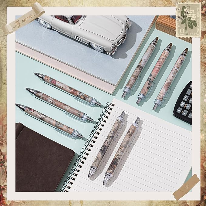 Ireer 8 Pcs Ballpoint Pens for Women 1.00 mm Cute Black Ink Fancy Pens Fine - Image 4