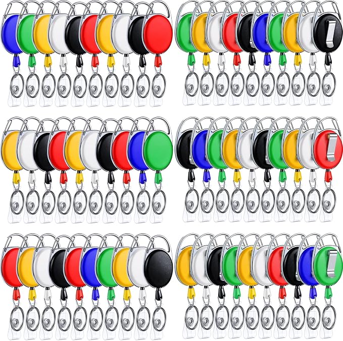 Laumoi 80 Packs Retractable ID Badge Holder Name ID Badge Reel Clips Keychain by Unknown