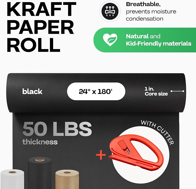 Black Kraft Paper Roll 24" x 2160" - Image 2