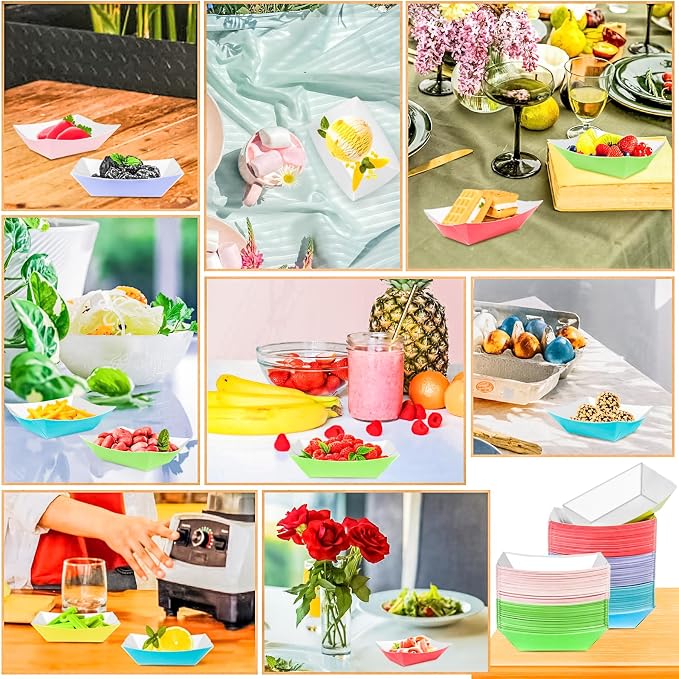 180 Pack Colorful 1/2Lb Paper Food Boat Trays Disposable Small Paper Boats - Image 5
