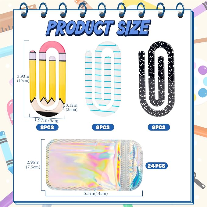 48 Pack Jumbo Acrylic Paper Clips - Image 2