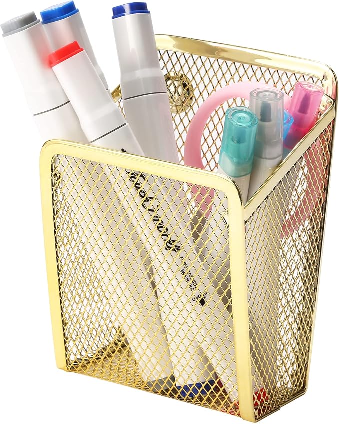 Magnetic Pencil Holder, Mesh Stainless Steel Pen Basket, Metal Writing Utensil by Sanpaint