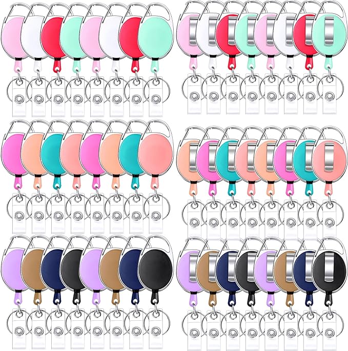 Honoson 50 Pcs Heavy Duty Retractable Badge Reels Batch ID Badge Holder by Honoson