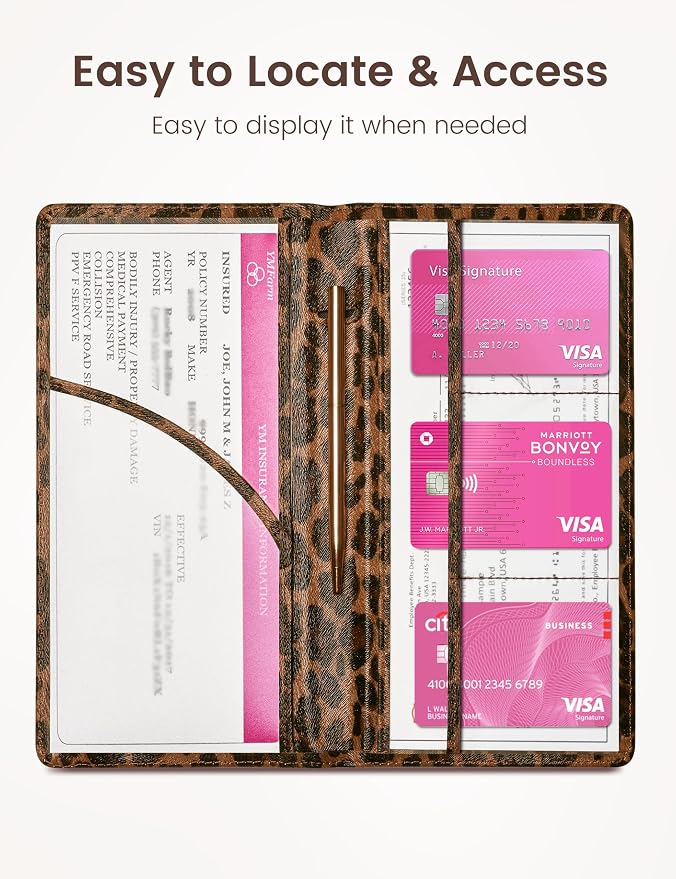 Yarnic Leopard Car Registration and Insurance Holder, Car Document Holder - Image 5