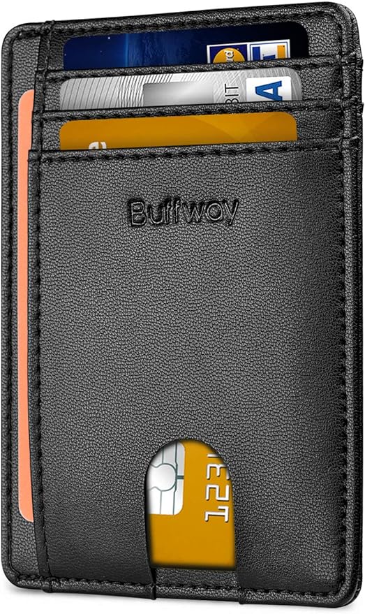Buffway Slim Minimalist Front Pocket RFID Blocking Leather Wallets by Buffway