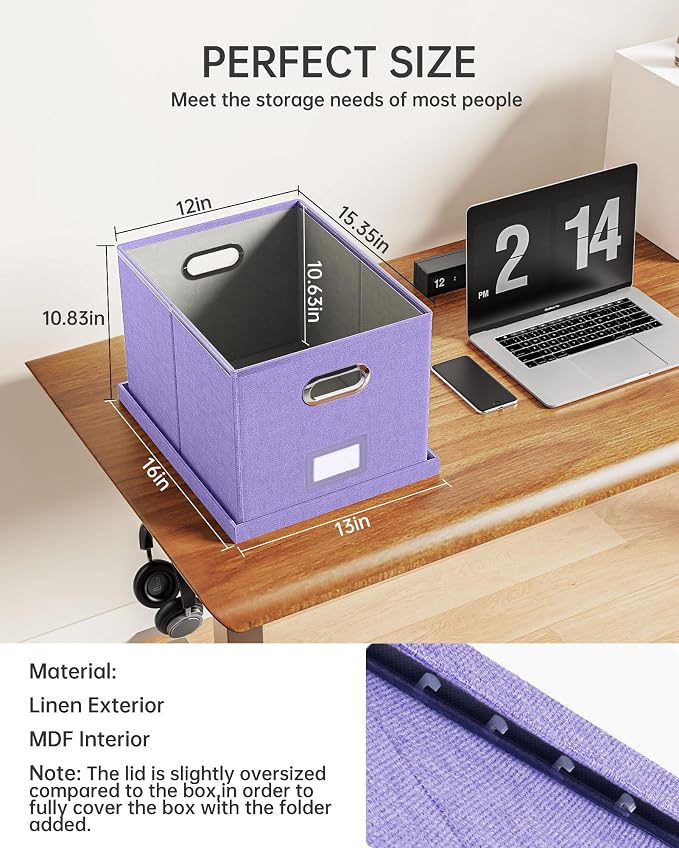 Oterri 2 Pack File Storage Organizer, Filing Box, Portable File Box - Image 3