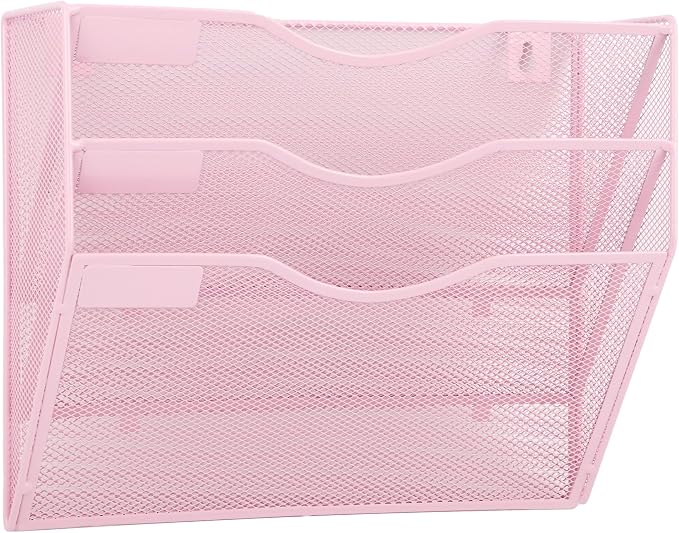 EASEPRES 3 Pocket Mesh Hanging Wall File Organizer, Wall Mounted Mail Paper by EASEPRES