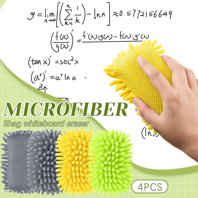 Zonon 4 Pieces Dry Erase Eraser Microfiber Shag Washable Whiteboard Eraser - Image 3