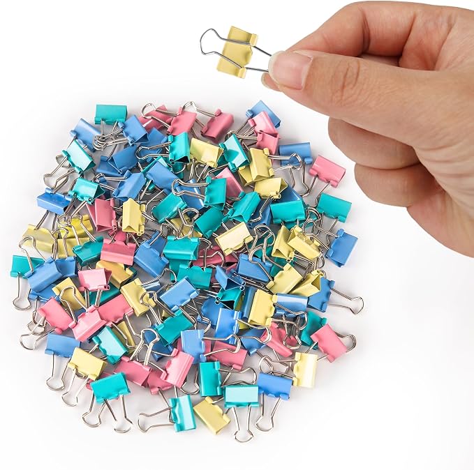 120 Pack Mini Binder Clips, Color Binder Clips, Small Paper Clips 15mm 5/8 by OWLKELA