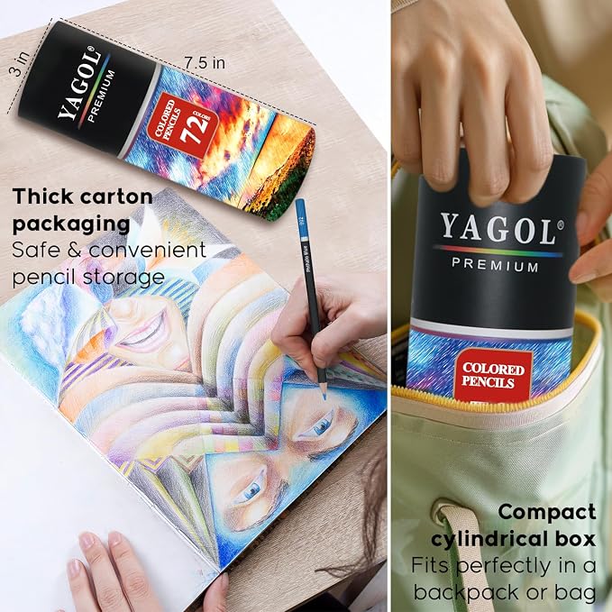 Yagol Colored Pencils for Adult Coloring Books, 72 Color Pencil Set, Soft Core - Image 5