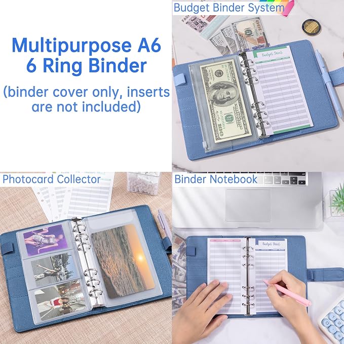 Antner A6 Notebook Binder Refillable 6 Ring Budget Binder Cover - Image 4