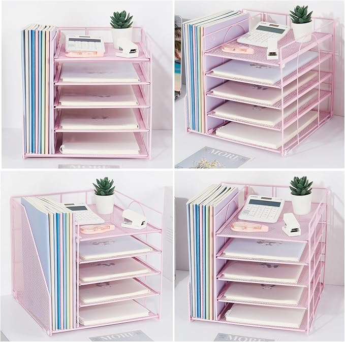 LEKETREE Desk Organizers and Accessories, 5-Tier Paper Letter Tray Organizer - Image 4