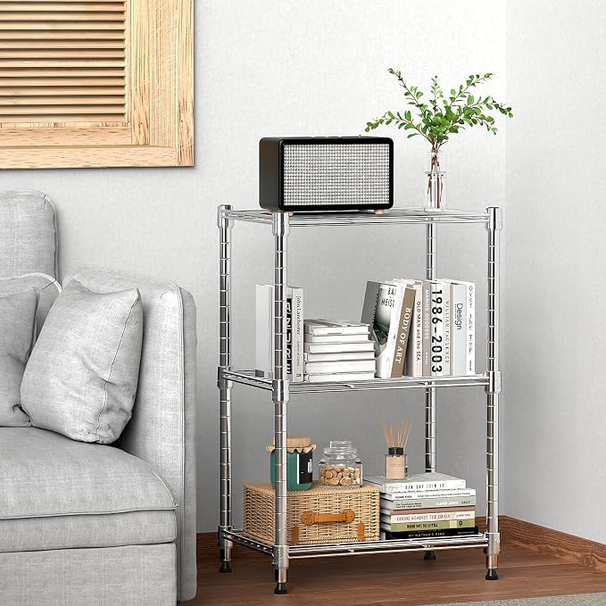 M MZG 450 lbs Wire Storage Shelving 3-Tier Utility Shelving Unit Steel - Image 2