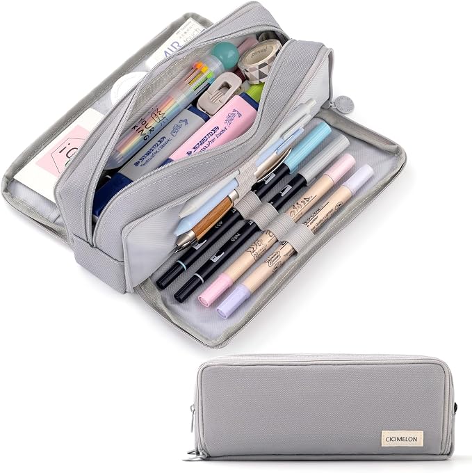 CICIMELON Large Capacity Pencil Case 3 Compartment Pouch Pen Bag by CICIMELON