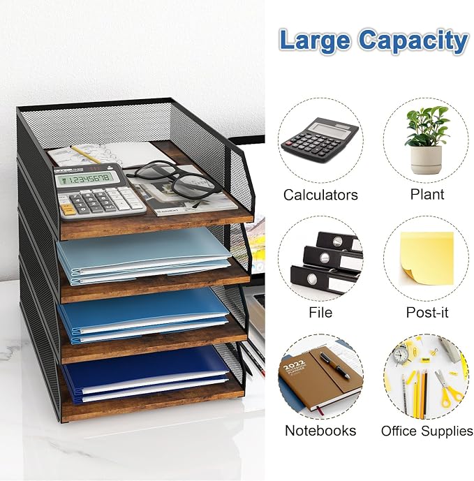 Natwind 4-Tier Stackable Metal Mesh Paper Organizer - Image 6