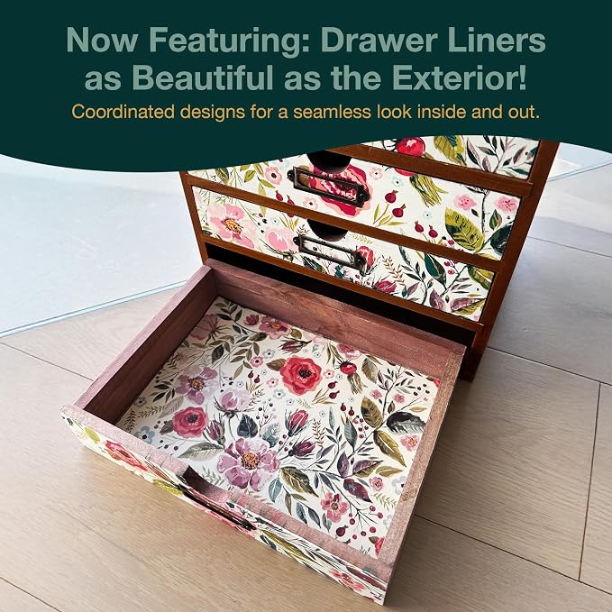 4-Drawer Vintage Desk Wood Storage Box - Image 3