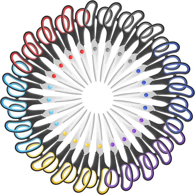 Scissors Set of 24-Pack, High/Middle School Student Teacher, Right/Left Hand by Sopeiouo