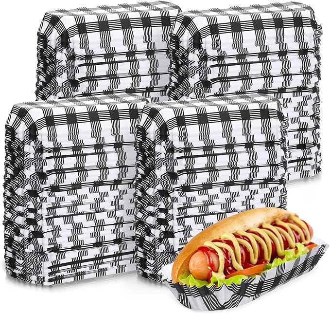 Yinkin 300 Pcs Paper Hot Dog Trays Valentine's Day 6 Inch Food Trays Concession by Yinkin