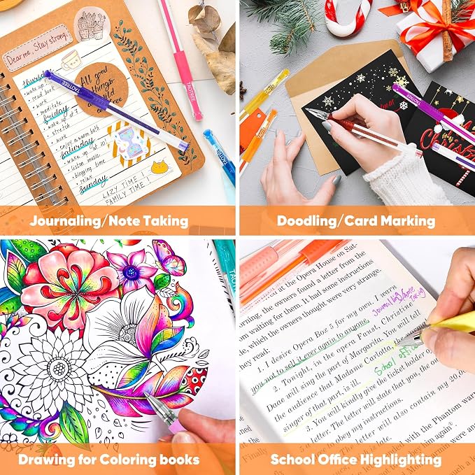 Taotree Glitter Gel Pens, 36 Colors Neon Glitter Pens, Colored Gel Markers | - Image 3