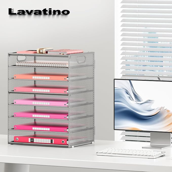 Lavatino 8-Tier Office Desk File Organizer, Letter Tray Paper Organizer - Image 4