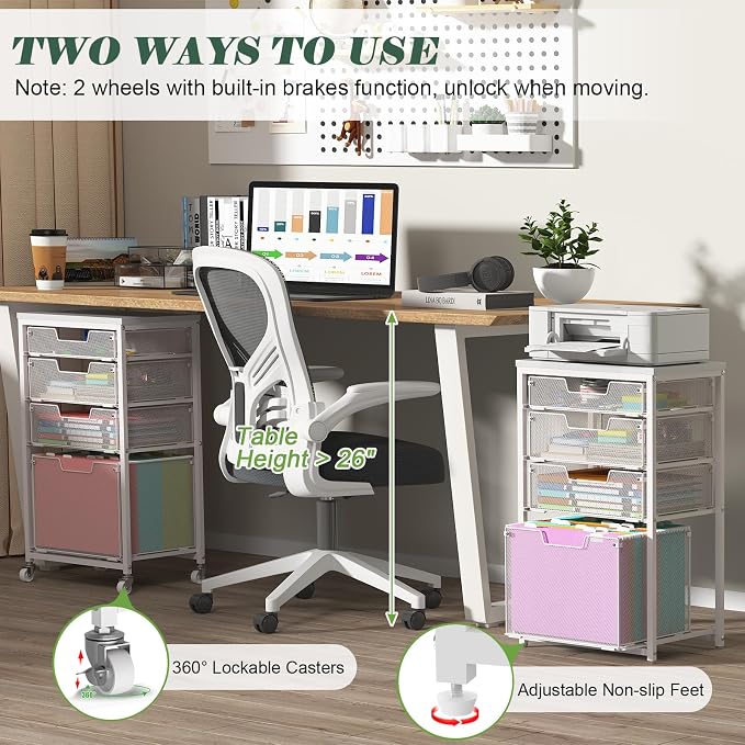 Sbanmao 4 Drawer Rolling File Cart - Image 5