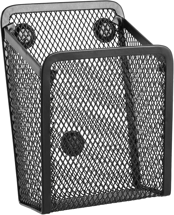 Magnetic Pencil Holder, Mesh Stainless Steel Pen Basket, Metal Writing Utensil - Image 2