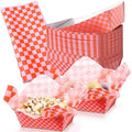 Geosar 100 Pcs Gingham Party Supply Disposable Paper Food Tray Bulk Disposable by Geosar