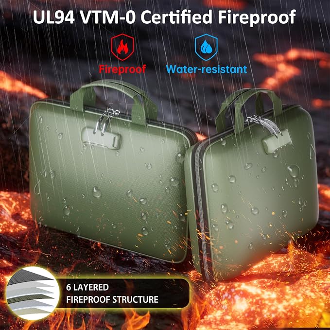 Fireproof File Organizer with Lock, Hard Case Fireproof Document Box with 13 - Image 2