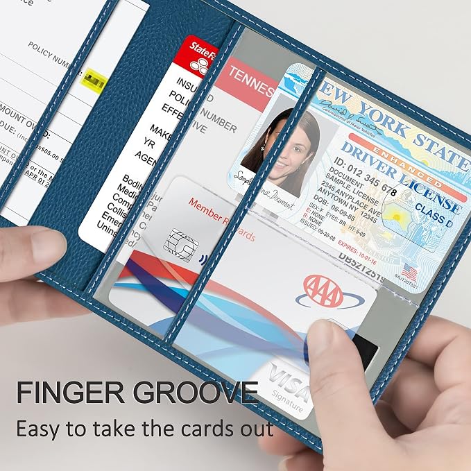 Car Registration and Insurance Holder, Premium PU Leather Vehicle Glove Box Car - Image 3