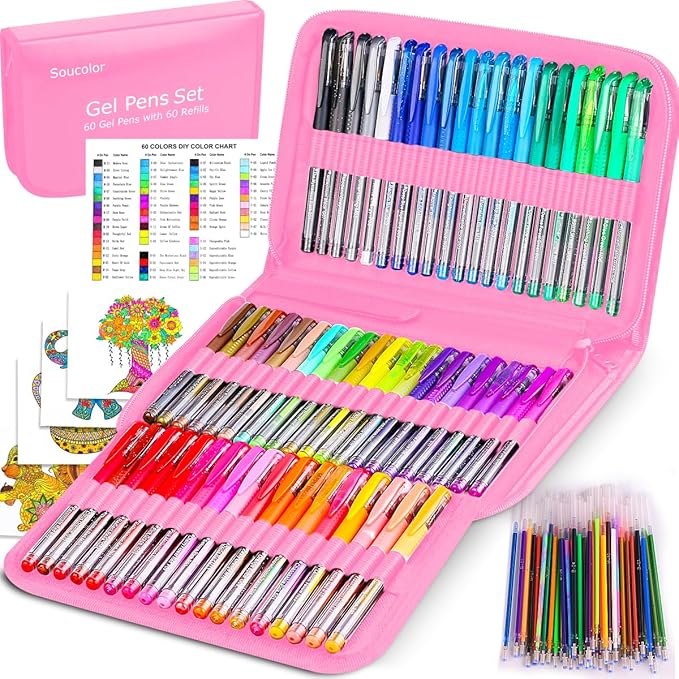 Soucolor 120 Pack Aesthetic Pastel Gel Pens, Japanese Stationery Cute Art by Soucolor