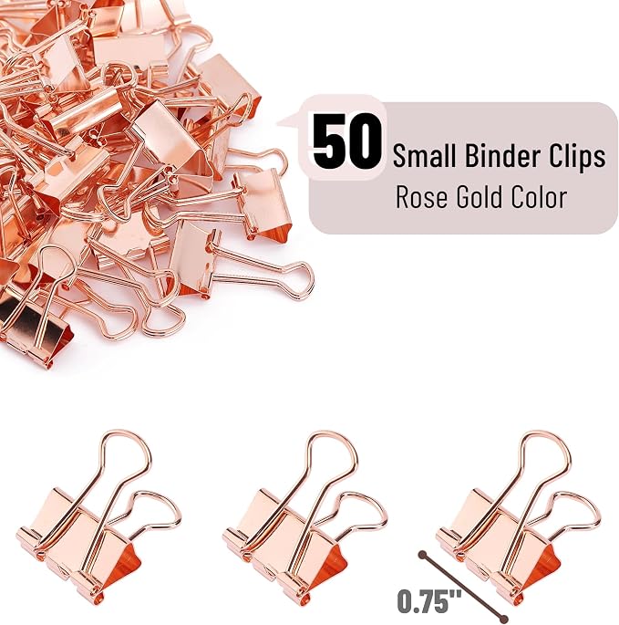 Mr. Pen- Small Binder Clips, Small Size | Rose Gold Metal Binder Paper Clips - Image 2