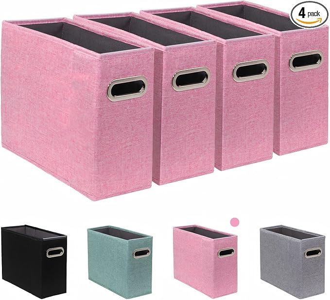 4 Pack Letter Size File Storage Box Collapsible，Fabric Hanging File Folders by ComfortKeeper
