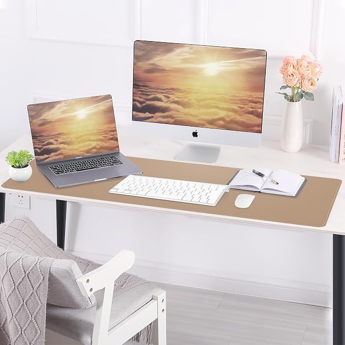 AFIING Cork Desk Mat, Dark Apricot, 35.4" x 17", Desk Pad Protector | - Image 9